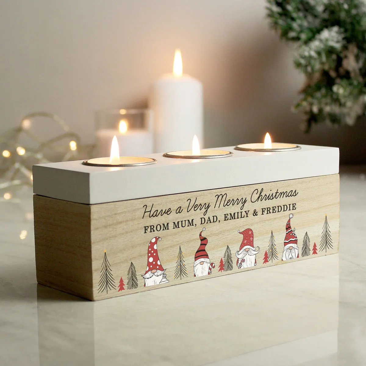 Personalised Gonk Christmas Triple Tea Light Box Extra Image 1