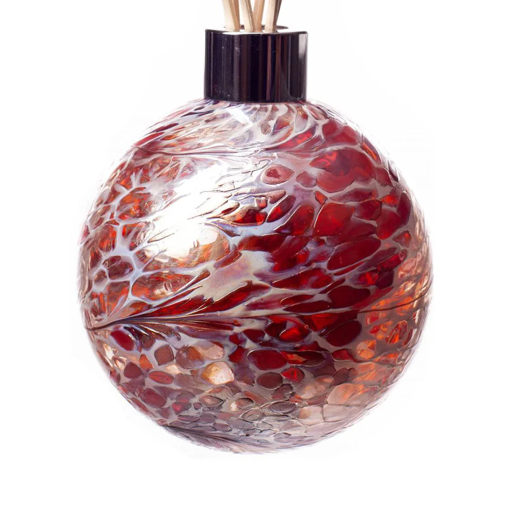 Amelia Art Glass Red & White Crackle Sphere Reed Diffuser Extra Image 1