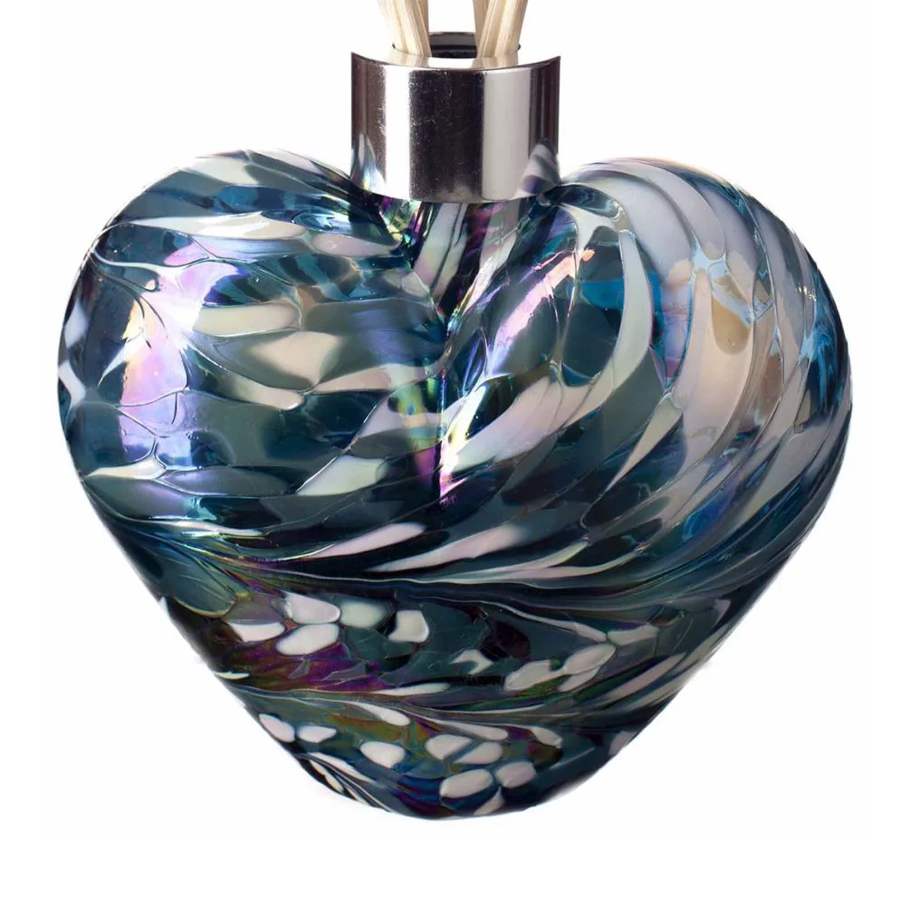 Amelia Art Glass Turquoise & White Heart Reed Diffuser Extra Image 1
