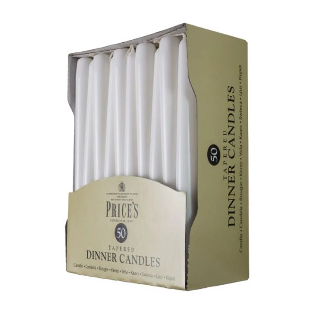 Price's White Tapered Dinner Candle (Pack of 50) Extra Image 1