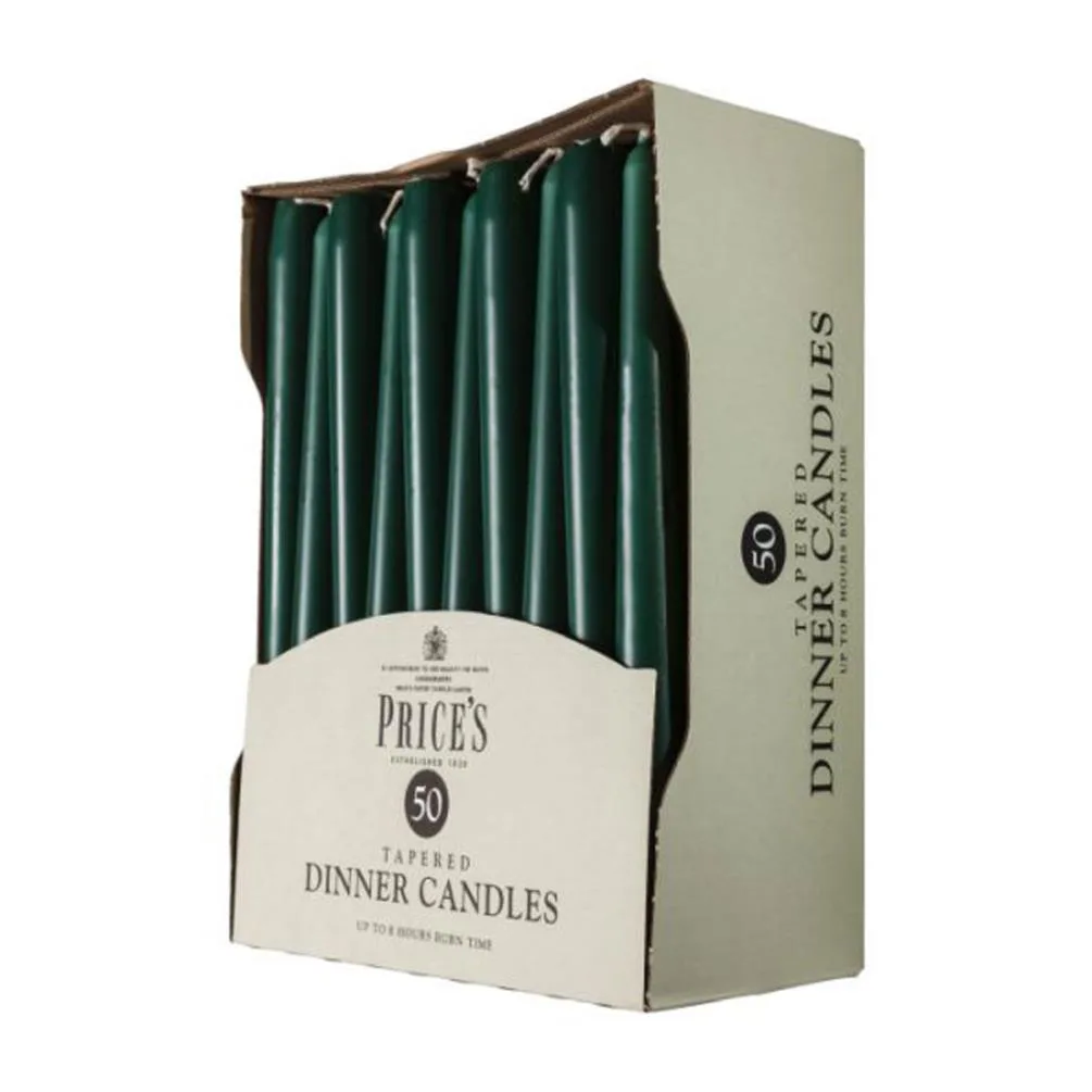 Price's Evergreen Tapered Dinner Candle (Pack of 50) Extra Image 1