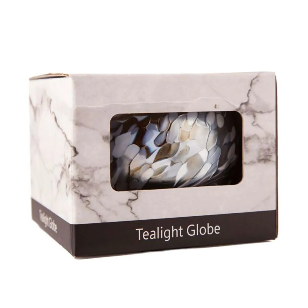 Amelia Art Glass Silver & White Round Tealight Holder Extra Image 1