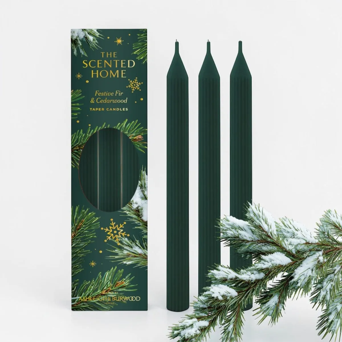 Ashleigh & Burwood Festive Fir & Cedarwood Scented Dinner Candles (Pack of 3) Extra Image 3