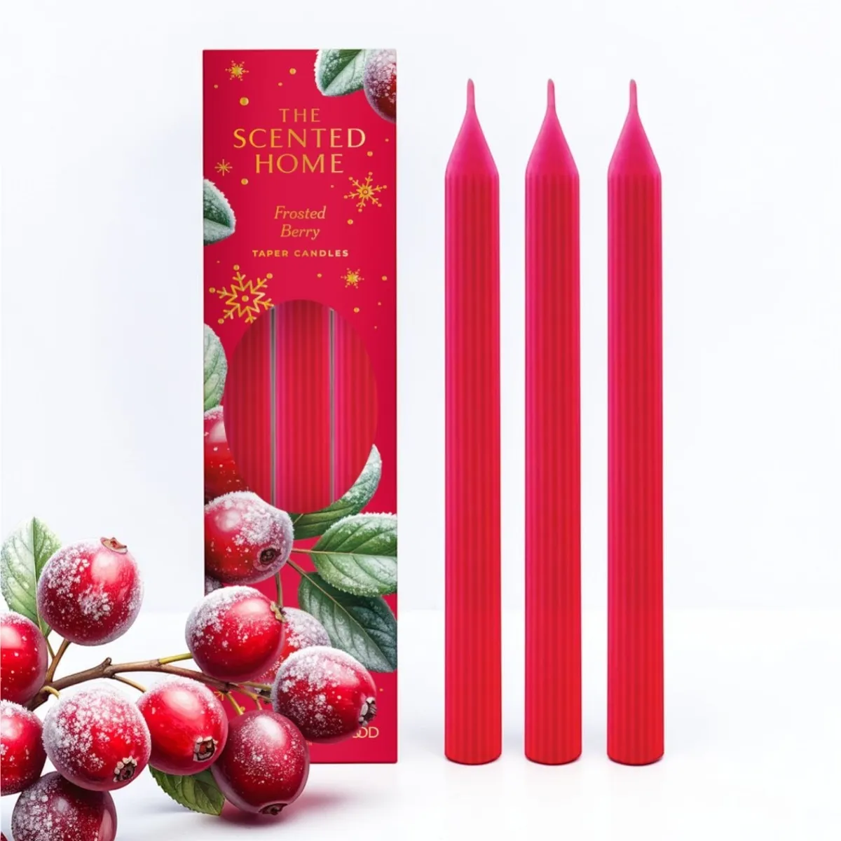 Ashleigh & Burwood Frosted Berry Scented Dinner Candles (Pack of 3) Extra Image 3