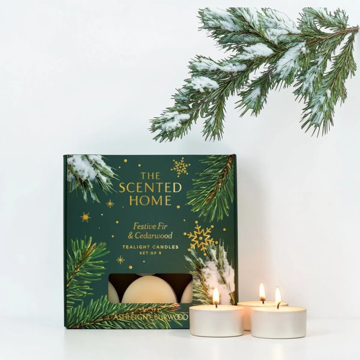 Ashleigh & Burwood Festive Fir & Cedarwood Scented Tealights (Pack of 9) Extra Image 1