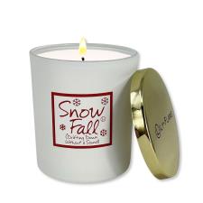 Lily-Flame Snow Fall Gold Top Glass Jar Candle