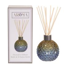 Aroma Blue Amber Lustre Glass Reed Diffuser & 50 Rattan Reeds