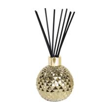 Aroma Gold Glass Reed Diffuser &amp; 50 Black Fibre Reeds