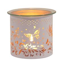 Aroma White &amp; Gold Butterfly Jar Sleeve &amp; Wax Melt Warmer