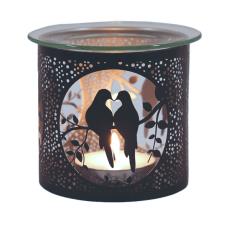 Aroma Black &amp; Silver Doves Jar Sleeve &amp; Wax Melt Warmer