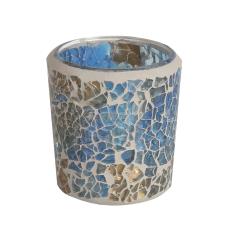 Aroma Blue & Gold Crackle Tealight & Votive Holder