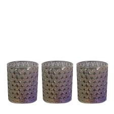 Aroma Grey Lustre 3 Tealight &amp; Votive Holder Set