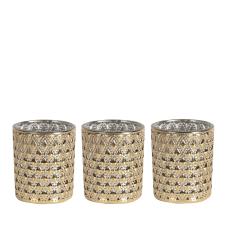 Aroma Champagne Lustre 3 Tealight &amp; Votive Holder Set