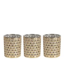 Aroma Champagne Lustre 3 Tealight & Votive Holder Set