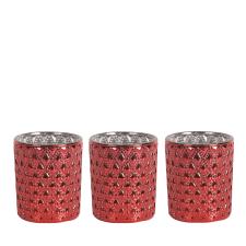 Aroma Red Lustre 3 Tealight & Votive Holder Set