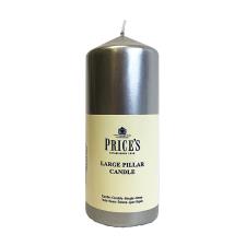Price&#39;s Metallic Silver Pillar Candle 15cm