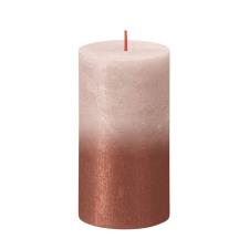 Bolsius Faded Misty Pink Amber Rustic Metallic Pillar Candle 13cm x 7cm