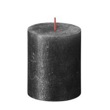 Bolsius Anthracite Rustic Shimmer Metallic Pillar Candle 8cm x 7cm