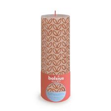 Bolsius Misty Pink Rustic Silhouette Pillar Candle  19cm x 7cm