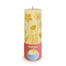Bolsius Butter Yellow Rustic Silhouette Pillar Candle  19cm x 7cm