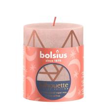 Bolsius Misty Pink Rustic Silhouette Pillar Candle  8cm x 7cm