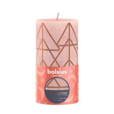 Bolsius Misty Pink Rustic Silhouette Pillar Candle  13cm x 7cm