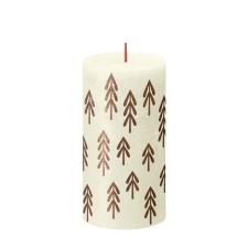 Bolsius Rustic Soft Pearl Festive Tree Pillar Candle - 13cm x 7cm
