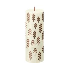 Bolsius Rustic Soft Pearl Festive Tree Pillar Candle - 19cm x 7cm