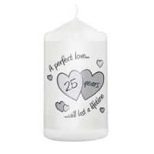 Perfect Love Silver Anniversary Pillar Candle