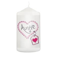 Auntie Heart Stitch Pillar Candle