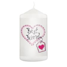 Best Friend Heart Stitch Pillar Candle