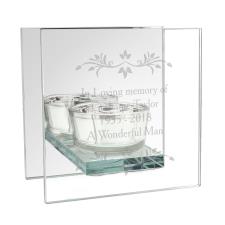 Personalised Sentiments Mirrored Glass Tea Light Candle Holder