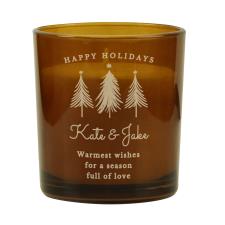 Personalised Christmas Tree Amber Glass Candle