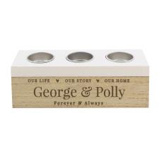 Personalised Our Life, Story &amp; Home Tea Light Holder