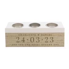 Personalised Large Date Triple Tea Light Box