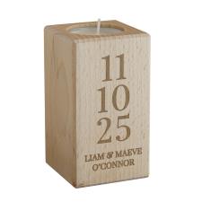 Personalised Anniversary Date Wooden Tealight Holder