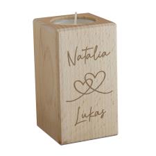 Personalised Engraved Hearts Wooden Tealight Holder