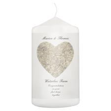 Personalised 1896 - 1904 Revised New Heart Map Pillar Candle