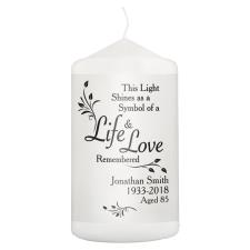 Personalised Life & Love Remembrance Pillar Candle