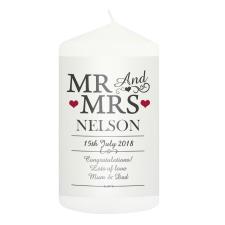 Personalised Mr & Mrs Pillar Candle