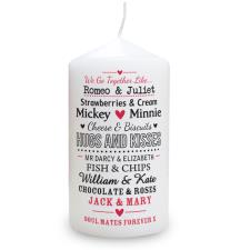 Personalised We Go Together Like Pillar Candle