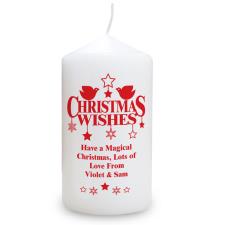 Personalised Christmas Wishes Pillar Candle