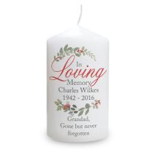 Personalised In Loving Memory Wreath Pillar Candle