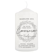 Personalised Truly Blessed First Holy Communion Pillar Candle