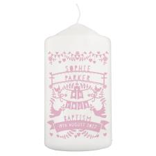 Personalised Pink Papercut Style Pillar Candle