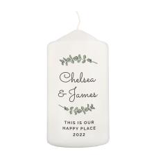 Personalised Botanical Pillar Candle