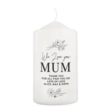 Personalised Floral Pillar Candle