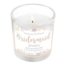Personalised Bridesmaid Floral Watercolour Wedding Jar Candle