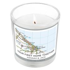 Personalised Present Day Map Compass Scented Jar Candle