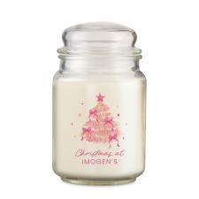 Personalised Pink Christmas Tree Large Jar Candle 